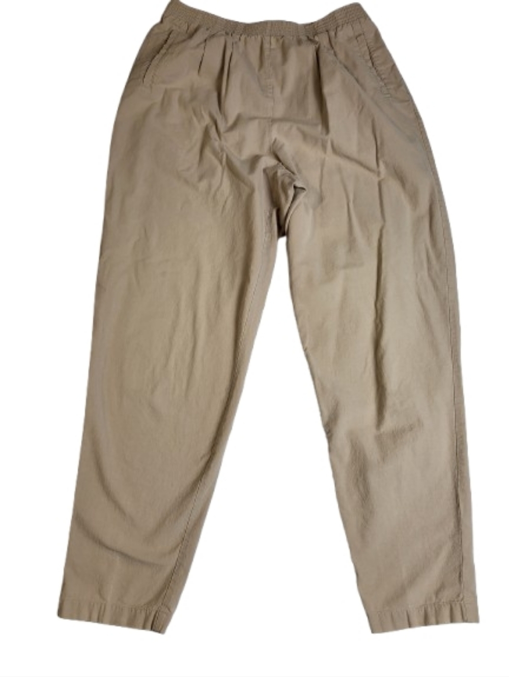 LL Bean Pull On‎ Khaki Pants Elastic Waist Cotton Women's Size Medium Tall Large - Picture 2 of 9